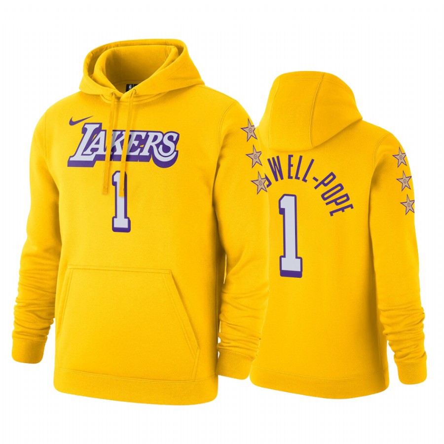 Men's Los Angeles Lakers Kentavious Caldwell-Pope #1 NBA 2019-20 Pullover City Edition Gold Basketball Hoodie FAZ8783UD
